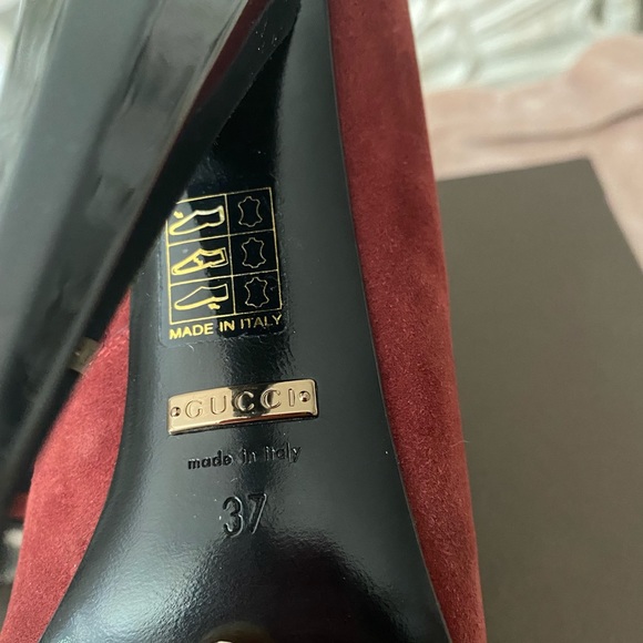 Gucci suede colorblock bootie heel sandals 37 - Picture 10 of 11